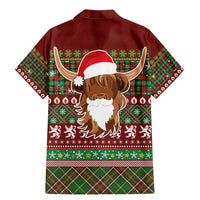Scottish Christmas Family Matching Mermaid Dress and Hawaiian Shirt Highland Cattle-Xmas Tartan Stripes Style Red Color - Wonder Print Shop