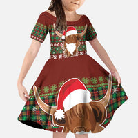Scottish Christmas Family Matching Off Shoulder Maxi Dress and Hawaiian Shirt Highland Cattle-Xmas Tartan Stripes Style Red Color - Wonder Print Shop