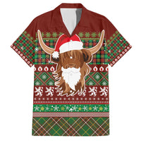 Scottish Christmas Family Matching Puletasi and Hawaiian Shirt Highland Cattle-Xmas Tartan Stripes Style Red Color - Wonder Print Shop