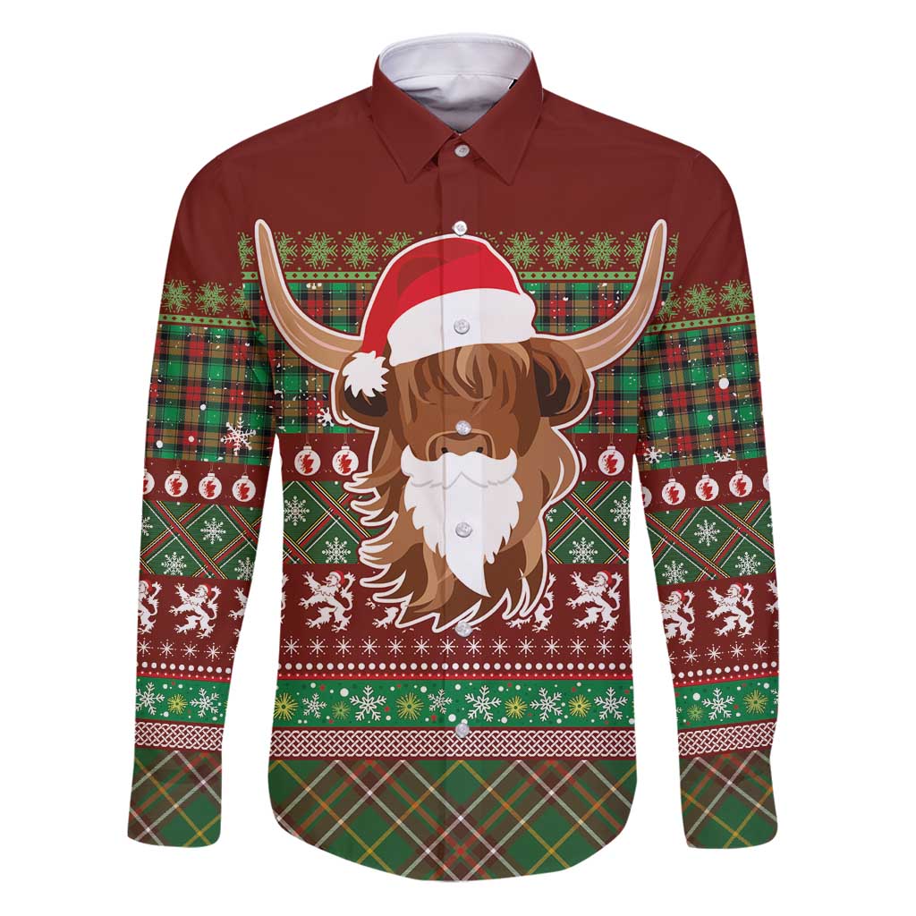 Scottish Christmas Family Matching Puletasi and Hawaiian Shirt Highland Cattle-Xmas Tartan Stripes Style Red Color - Wonder Print Shop