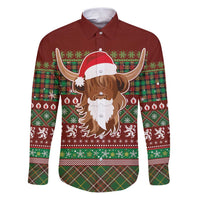 Scottish Christmas Family Matching Puletasi and Hawaiian Shirt Highland Cattle-Xmas Tartan Stripes Style Red Color - Wonder Print Shop