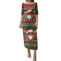 Scottish Christmas Family Matching Puletasi and Hawaiian Shirt Highland Cattle-Xmas Tartan Stripes Style Red Color - Wonder Print Shop