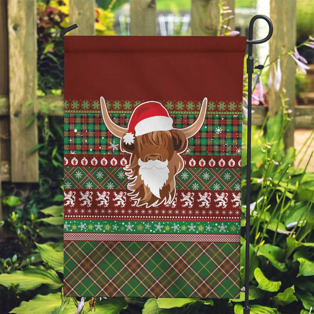 Scottish Christmas Garden Flag Highland Cattle-Xmas Tartan Stripes Style Red Color - Wonder Print Shop