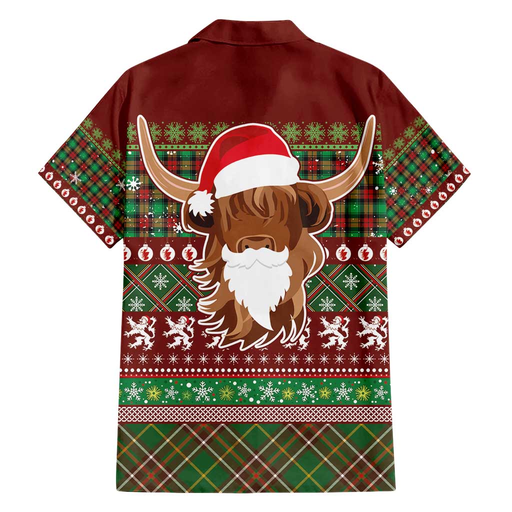 Scottish Christmas Hawaiian Shirt Highland Cattle-Xmas Tartan Stripes Style Red Color - Wonder Print Shop