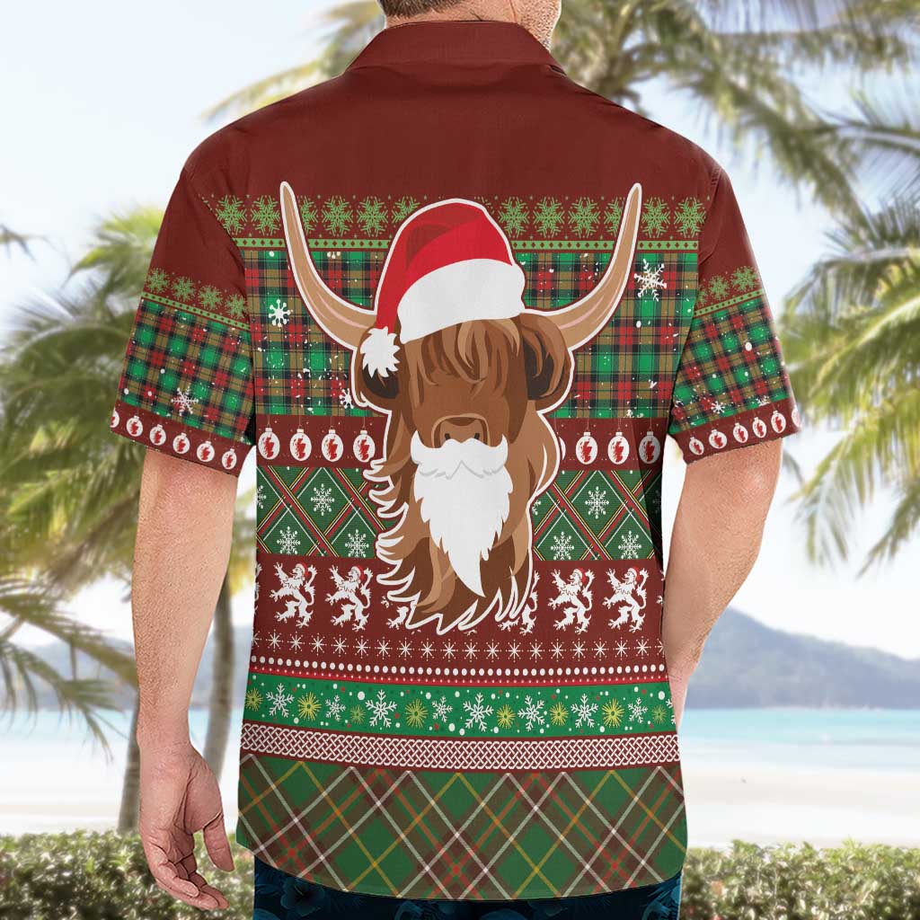 Scottish Christmas Hawaiian Shirt Highland Cattle-Xmas Tartan Stripes Style Red Color - Wonder Print Shop