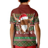 Scottish Christmas Kid Polo Shirt Highland Cattle-Xmas Tartan Stripes Style Red Color - Wonder Print Shop