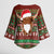 Scottish Christmas Kimono Sleeve Blouse Highland Cattle-Xmas Tartan Stripes Style Red Color - Wonder Print Shop