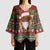 Scottish Christmas Kimono Sleeve Blouse Highland Cattle-Xmas Tartan Stripes Style Red Color - Wonder Print Shop