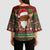 Scottish Christmas Kimono Sleeve Blouse Highland Cattle-Xmas Tartan Stripes Style Red Color - Wonder Print Shop