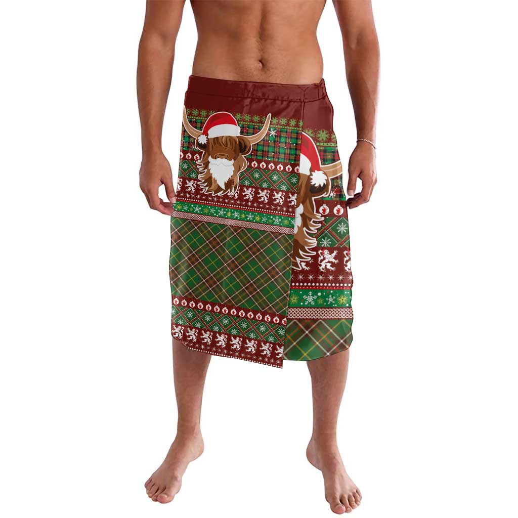 Scottish Christmas Lavalava Highland Cattle-Xmas Tartan Stripes Style Red Color - Wonder Print Shop