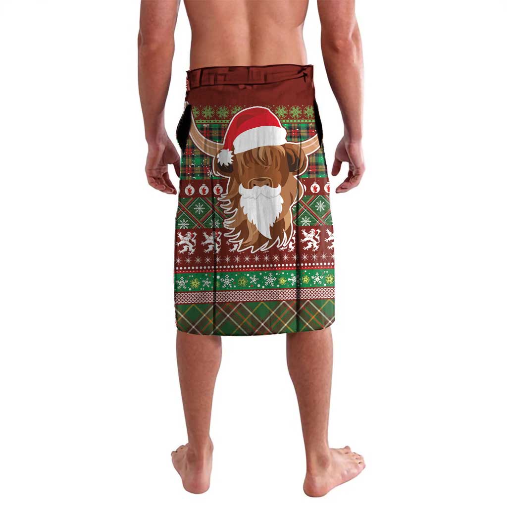 Scottish Christmas Lavalava Highland Cattle-Xmas Tartan Stripes Style Red Color - Wonder Print Shop