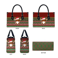 Scottish Christmas Leather Bag Highland Cattle-Xmas Tartan Stripes Style Red Color - Wonder Print Shop
