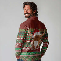 Scottish Christmas Long Sleeve Polo Shirt Highland Cattle-Xmas Tartan Stripes Style Red Color - Wonder Print Shop