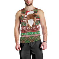 Scottish Christmas Men Tank Top Highland Cattle-Xmas Tartan Stripes Style Red Color - Wonder Print Shop