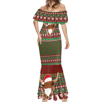 Scottish Christmas Mermaid Dress Highland Cattle-Xmas Tartan Stripes Style Red Color - Wonder Print Shop