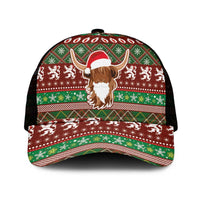 Scottish Christmas Mesh Trucker Cap Highland Cattle-Xmas Tartan Stripes Style Red Color - Wonder Print Shop
