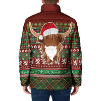 Scottish Christmas Padded Jacket Highland Cattle-Xmas Tartan Stripes Style Red Color - Wonder Print Shop
