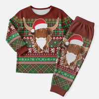 Scottish Christmas Pajama Set Highland Cattle-Xmas Tartan Stripes Style Red Color - Wonder Print Shop
