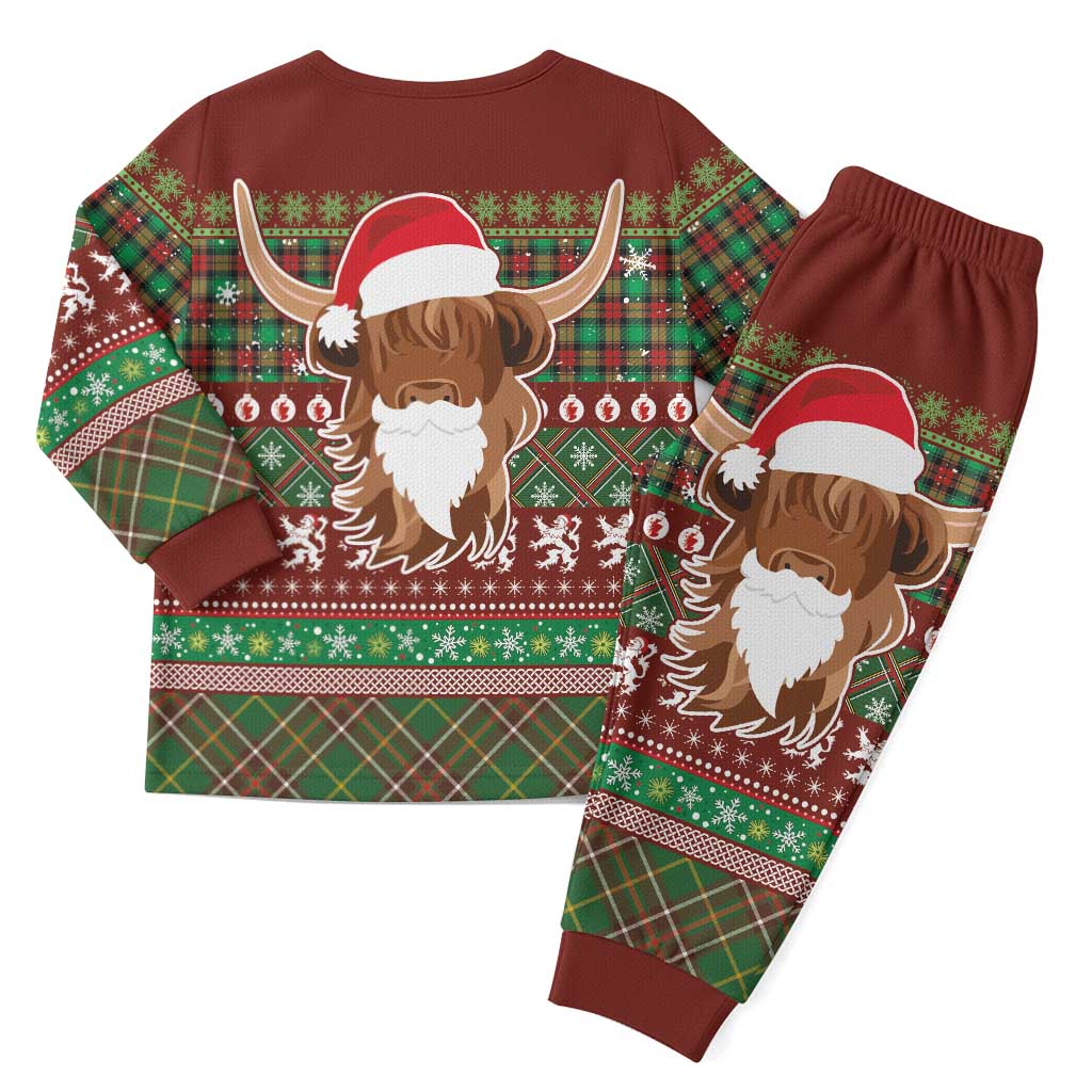 Scottish Christmas Pajama Set Highland Cattle-Xmas Tartan Stripes Style Red Color - Wonder Print Shop