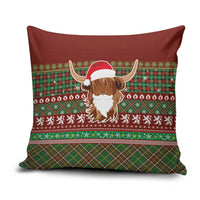 Scottish Christmas Pillow Cover Highland Cattle-Xmas Tartan Stripes Style Red Color - Wonder Print Shop