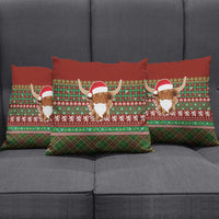 Scottish Christmas Pillow Cover Highland Cattle-Xmas Tartan Stripes Style Red Color - Wonder Print Shop