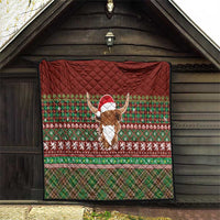 Scottish Christmas Quilt Highland Cattle-Xmas Tartan Stripes Style Red Color - Wonder Print Shop