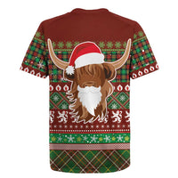 Scottish Christmas Rugby Jersey Highland Cattle-Xmas Tartan Stripes Style Red Color - Wonder Print Shop