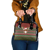 Scottish Christmas Shoulder Handbag Highland Cattle-Xmas Tartan Stripes Style Red Color - Wonder Print Shop