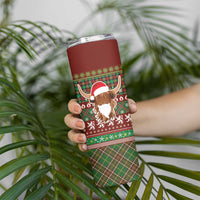 Scottish Christmas Skinny Tumbler Highland Cattle-Xmas Tartan Stripes Style Red Color - Wonder Print Shop