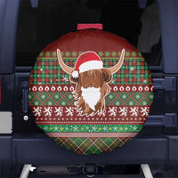Scottish Christmas Spare Tire Cover Highland Cattle-Xmas Tartan Stripes Style Red Color - Wonder Print Shop