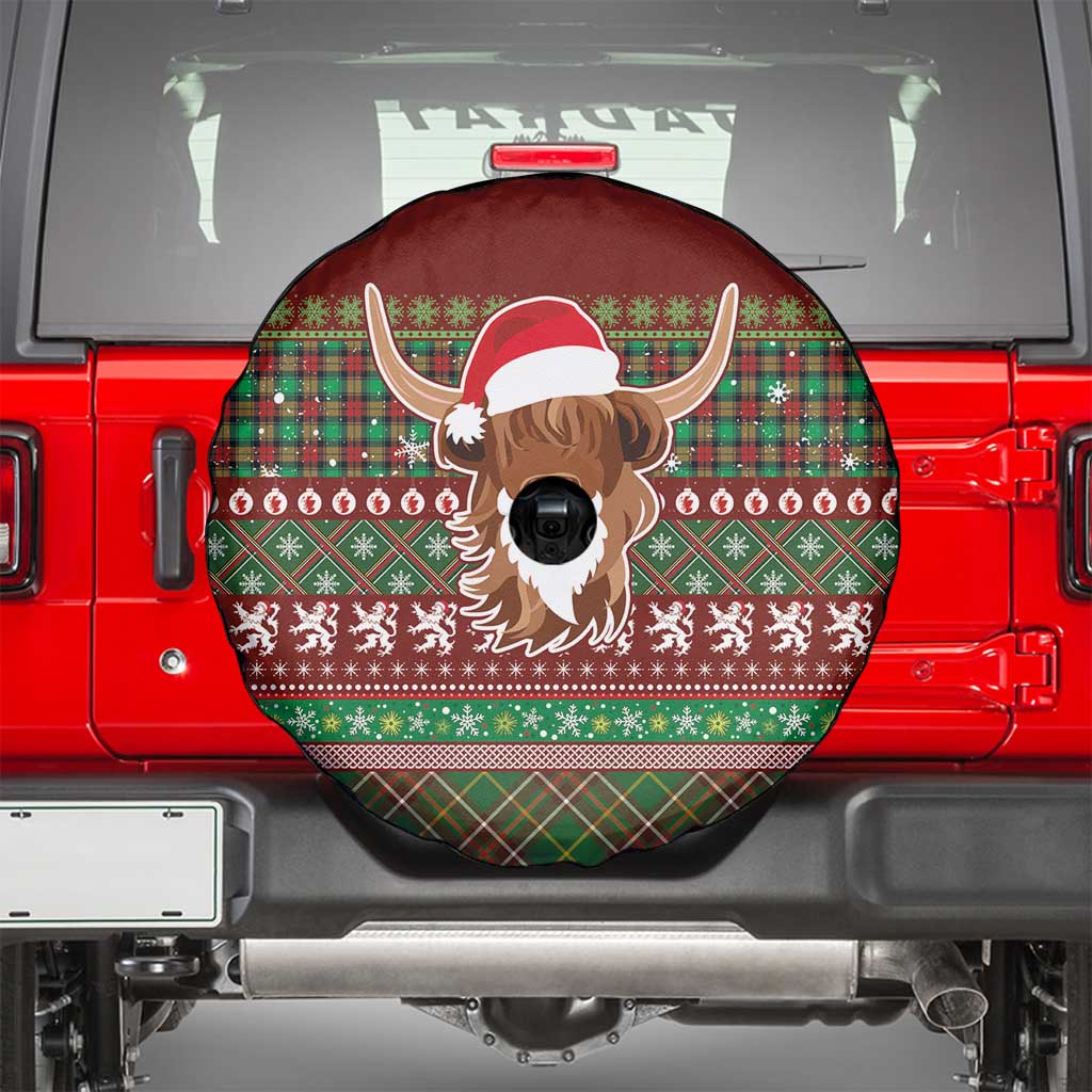 Scottish Christmas Spare Tire Cover Highland Cattle-Xmas Tartan Stripes Style Red Color - Wonder Print Shop