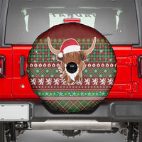 Scottish Christmas Spare Tire Cover Highland Cattle-Xmas Tartan Stripes Style Red Color - Wonder Print Shop