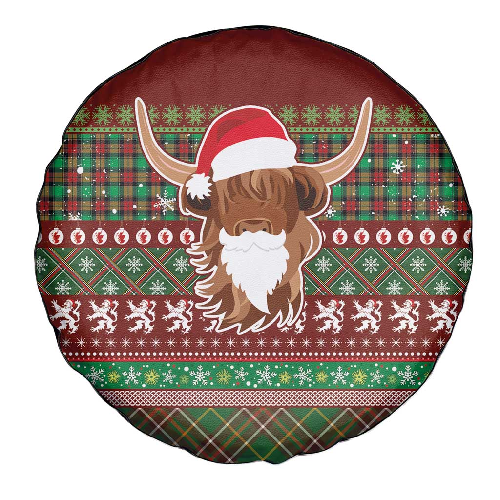Scottish Christmas Spare Tire Cover Highland Cattle-Xmas Tartan Stripes Style Red Color - Wonder Print Shop