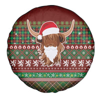 Scottish Christmas Spare Tire Cover Highland Cattle-Xmas Tartan Stripes Style Red Color - Wonder Print Shop
