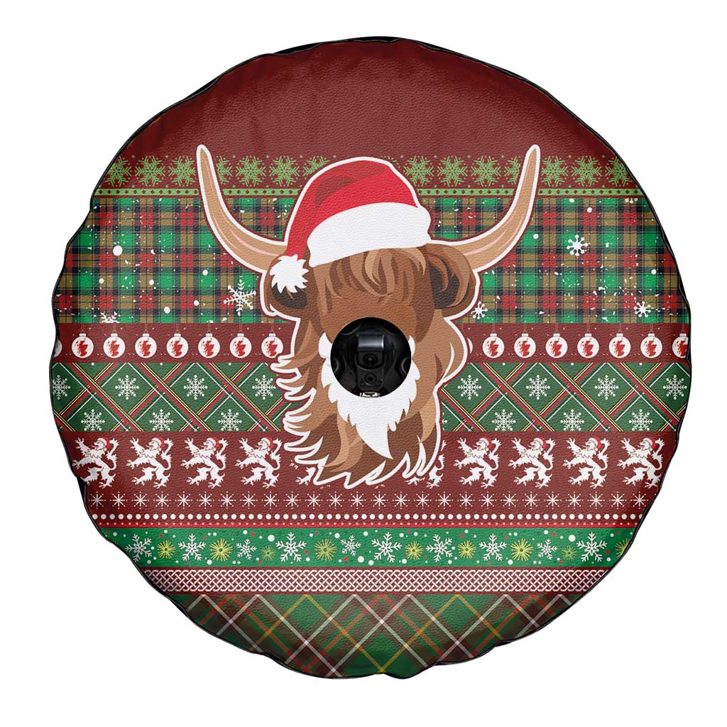 Scottish Christmas Spare Tire Cover Highland Cattle-Xmas Tartan Stripes Style Red Color - Wonder Print Shop