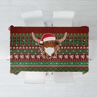 Scottish Christmas Tablecloth Highland Cattle-Xmas Tartan Stripes Style Red Color - Wonder Print Shop