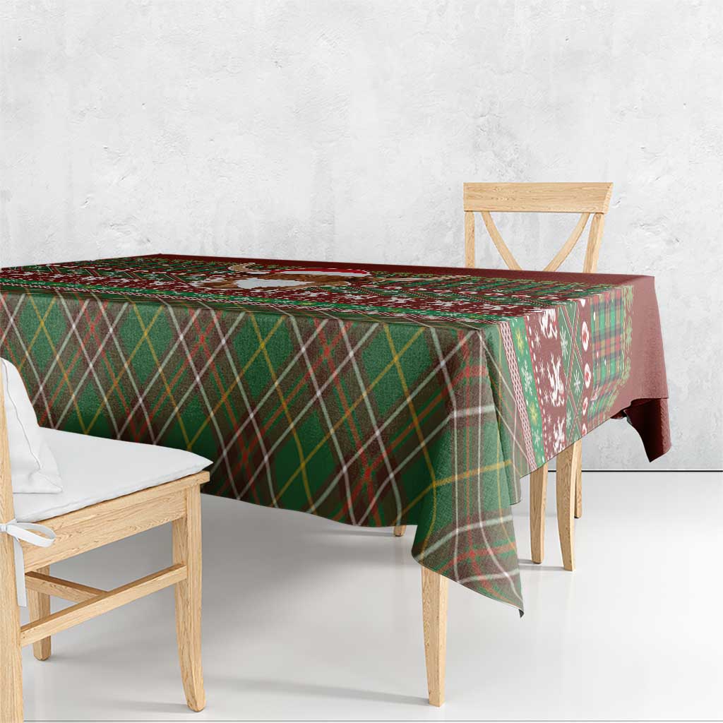 Scottish Christmas Tablecloth Highland Cattle-Xmas Tartan Stripes Style Red Color - Wonder Print Shop
