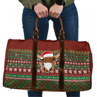 Scottish Christmas Travel Bag Highland Cattle-Xmas Tartan Stripes Style Red Color - Wonder Print Shop
