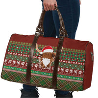 Scottish Christmas Travel Bag Highland Cattle-Xmas Tartan Stripes Style Red Color - Wonder Print Shop