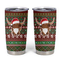 Scottish Christmas Tumbler Cup Highland Cattle-Xmas Tartan Stripes Style Red Color - Wonder Print Shop