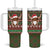 Scottish Christmas Tumbler With Handle Highland Cattle-Xmas Tartan Stripes Style Red Color - Wonder Print Shop