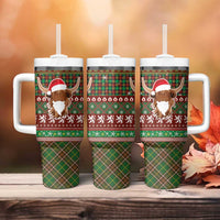 Scottish Christmas Tumbler With Handle Highland Cattle-Xmas Tartan Stripes Style Red Color - Wonder Print Shop