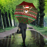 Scottish Christmas Umbrella Highland Cattle-Xmas Tartan Stripes Style Red Color - Wonder Print Shop