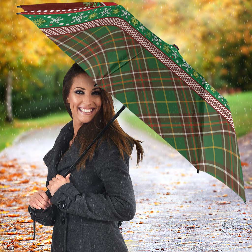 Scottish Christmas Umbrella Highland Cattle-Xmas Tartan Stripes Style Red Color - Wonder Print Shop