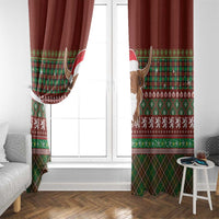 Scottish Christmas Window Curtain Highland Cattle-Xmas Tartan Stripes Style Red Color - Wonder Print Shop