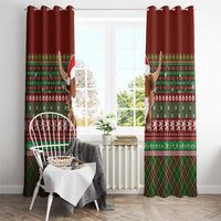 Scottish Christmas Window Curtain Highland Cattle-Xmas Tartan Stripes Style Red Color - Wonder Print Shop