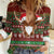 Scottish Christmas Women Casual Shirt Highland Cattle-Xmas Tartan Stripes Style Red Color - Wonder Print Shop