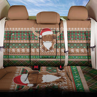 Scottish Christmas Back Car Seat Cover Highland Cattle-Xmas Tartan Stripes Style Brown Color - Wonder Print Shop