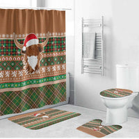 Scottish Christmas Bathroom Set Highland Cattle-Xmas Tartan Stripes Style Brown Color - Wonder Print Shop