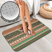 Scottish Christmas Bathroom Set Highland Cattle-Xmas Tartan Stripes Style Brown Color - Wonder Print Shop